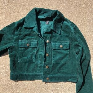 green cropped jacket